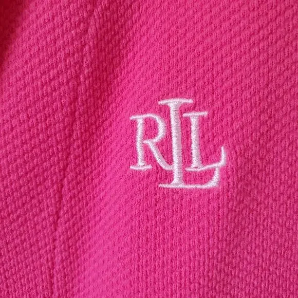 Lauren Ralph Lauren Robe Womens S Pink Waffle Weave Pockets Belt Bathrobe LRL - Picture 7 of 15